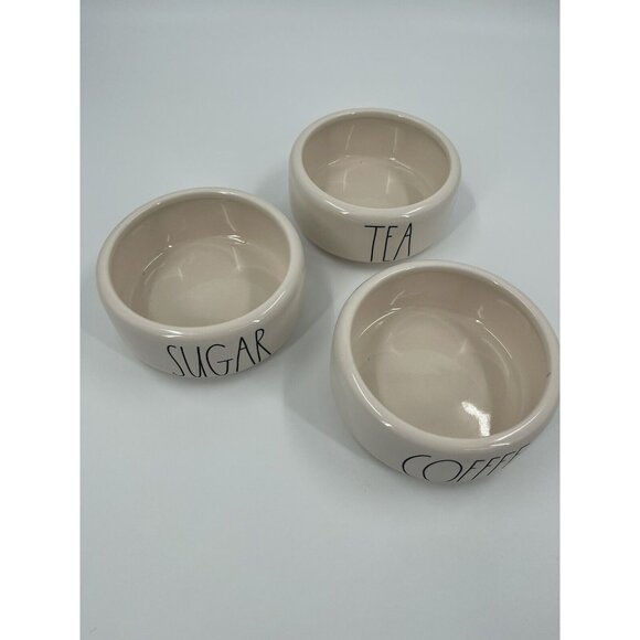 Rae Dunn Coffee Tea Sugar Stackable White Canister Set Kitchen Jars Round No Lid - Picture 3 of 6